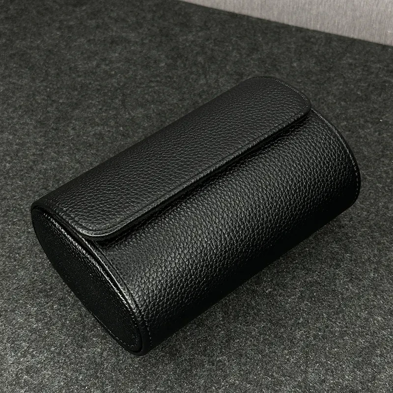 Premium Quality Imported Black Leather Travel Watch Box 2 Slots